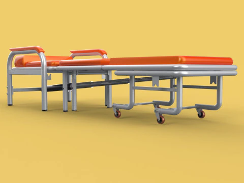 AUTOMATIC FOLDING HYDRAULIC ATTENDANT CHAIR BED WAITING HOSPITAL 3D Model