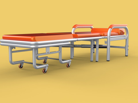 AUTOMATIC FOLDING HYDRAULIC ATTENDANT CHAIR BED WAITING HOSPITAL Modelo 3D