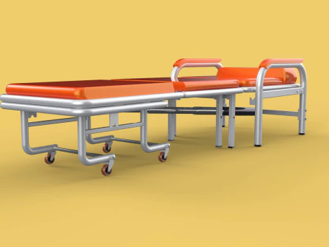 AUTOMATIC FOLDING HYDRAULIC ATTENDANT CHAIR BED WAITING HOSPITAL 3D Model