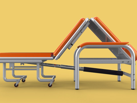 AUTOMATIC FOLDING HYDRAULIC ATTENDANT CHAIR BED WAITING HOSPITAL Modelo 3D