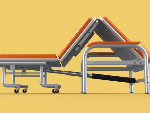 AUTOMATIC FOLDING HYDRAULIC ATTENDANT CHAIR BED WAITING HOSPITAL 3D Model