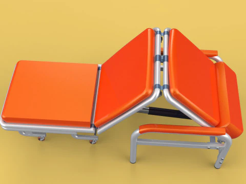 AUTOMATIC FOLDING HYDRAULIC ATTENDANT CHAIR BED WAITING HOSPITAL 3D Model