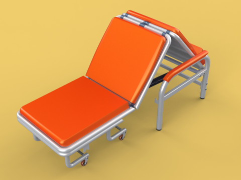 AUTOMATIC FOLDING HYDRAULIC ATTENDANT CHAIR BED WAITING HOSPITAL Modelo 3D