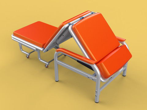 AUTOMATIC FOLDING HYDRAULIC ATTENDANT CHAIR BED WAITING HOSPITAL Modelo 3D