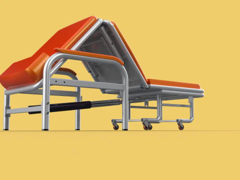 AUTOMATIC FOLDING HYDRAULIC ATTENDANT CHAIR BED WAITING HOSPITAL 3D Model