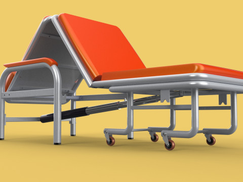 AUTOMATIC FOLDING HYDRAULIC ATTENDANT CHAIR BED WAITING HOSPITAL Modelo 3D