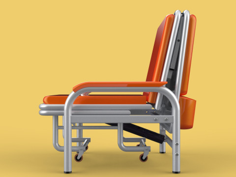 AUTOMATIC FOLDING HYDRAULIC ATTENDANT CHAIR BED WAITING HOSPITAL Modelo 3D