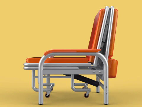 AUTOMATIC FOLDING HYDRAULIC ATTENDANT CHAIR BED WAITING HOSPITAL 3D Model