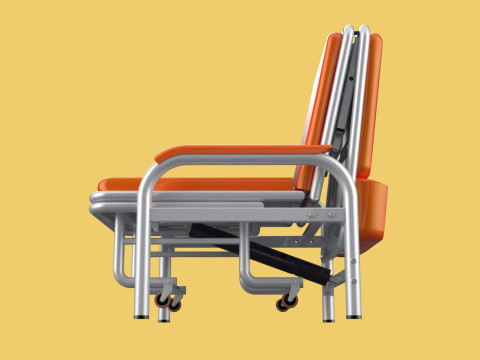 AUTOMATIC FOLDING HYDRAULIC ATTENDANT CHAIR BED WAITING HOSPITAL Modelo 3D