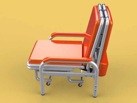 AUTOMATIC FOLDING HYDRAULIC ATTENDANT CHAIR BED WAITING HOSPITAL Modelo 3D