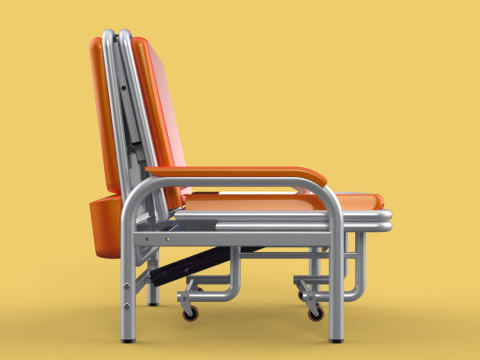 AUTOMATIC FOLDING HYDRAULIC ATTENDANT CHAIR BED WAITING HOSPITAL Modelo 3D