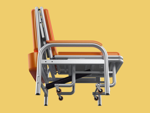 AUTOMATIC FOLDING HYDRAULIC ATTENDANT CHAIR BED WAITING HOSPITAL Modelo 3D