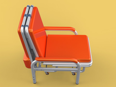 AUTOMATIC FOLDING HYDRAULIC ATTENDANT CHAIR BED WAITING HOSPITAL Modelo 3D