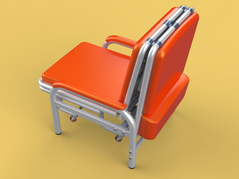 AUTOMATIC FOLDING HYDRAULIC ATTENDANT CHAIR BED WAITING HOSPITAL Modelo 3D