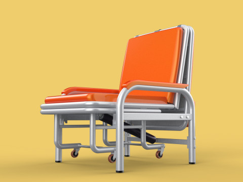 AUTOMATIC FOLDING HYDRAULIC ATTENDANT CHAIR BED WAITING HOSPITAL Modelo 3D