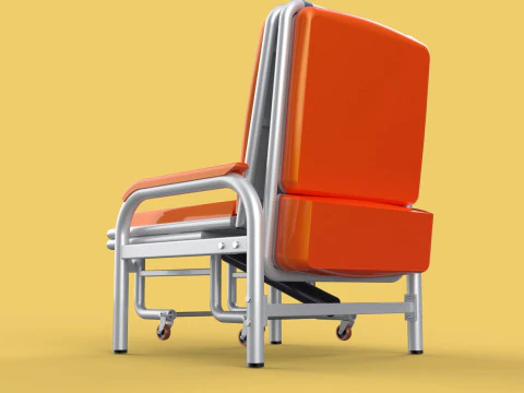 AUTOMATIC FOLDING HYDRAULIC ATTENDANT CHAIR BED WAITING HOSPITAL 3D Model