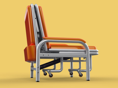 AUTOMATIC FOLDING HYDRAULIC ATTENDANT CHAIR BED WAITING HOSPITAL Modelo 3D