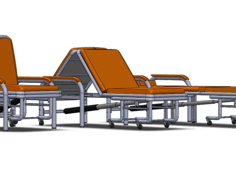 AUTOMATIC FOLDING HYDRAULIC ATTENDANT CHAIR BED WAITING HOSPITAL 3D Model