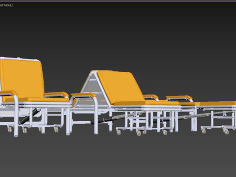AUTOMATIC FOLDING HYDRAULIC ATTENDANT CHAIR BED WAITING HOSPITAL 3D Model