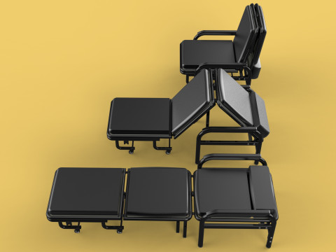 HOSPITAL ROOM ACCOMPANY CHAIR PATIENT FOLDABLE NURSING CHAIR BED 3D-Modell