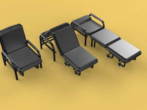 HOSPITAL ROOM ACCOMPANY CHAIR PATIENT FOLDABLE NURSING CHAIR BED 3D-Modell
