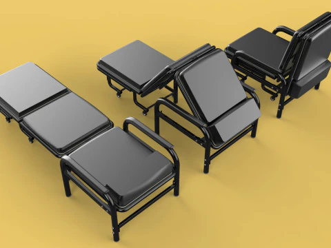 HOSPITAL ROOM ACCOMPANY CHAIR PATIENT FOLDABLE NURSING CHAIR BED 3D Model