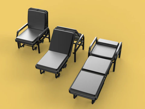 HOSPITAL ROOM ACCOMPANY CHAIR PATIENT FOLDABLE NURSING CHAIR BED 3D Model