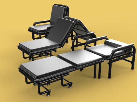 HOSPITAL ROOM ACCOMPANY CHAIR PATIENT FOLDABLE NURSING CHAIR BED 3D-Modell