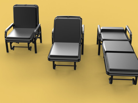 HOSPITAL ROOM ACCOMPANY CHAIR PATIENT FOLDABLE NURSING CHAIR BED 3D-Modell