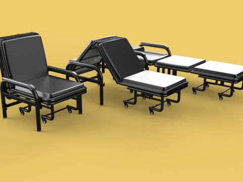HOSPITAL ROOM ACCOMPANY CHAIR PATIENT FOLDABLE NURSING CHAIR BED 3D Model