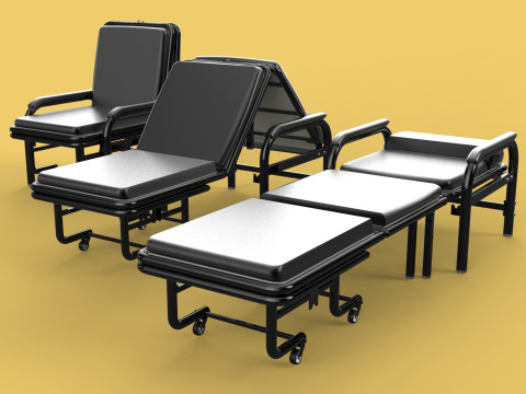 HOSPITAL ROOM ACCOMPANY CHAIR PATIENT FOLDABLE NURSING CHAIR BED 3D-Modell