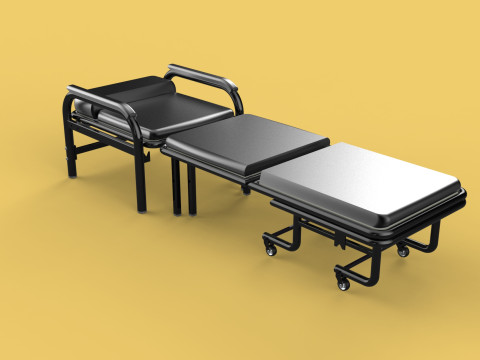 HOSPITAL ROOM ACCOMPANY CHAIR PATIENT FOLDABLE NURSING CHAIR BED 3D-Modell