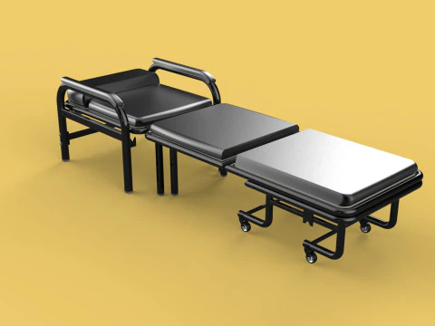 HOSPITAL ROOM ACCOMPANY CHAIR PATIENT FOLDABLE NURSING CHAIR BED 3D Model
