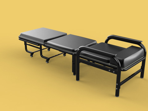 HOSPITAL ROOM ACCOMPANY CHAIR PATIENT FOLDABLE NURSING CHAIR BED 3D-Modell