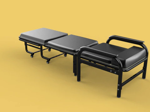 HOSPITAL ROOM ACCOMPANY CHAIR PATIENT FOLDABLE NURSING CHAIR BED 3D Model