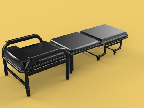 HOSPITAL ROOM ACCOMPANY CHAIR PATIENT FOLDABLE NURSING CHAIR BED 3D-Modell