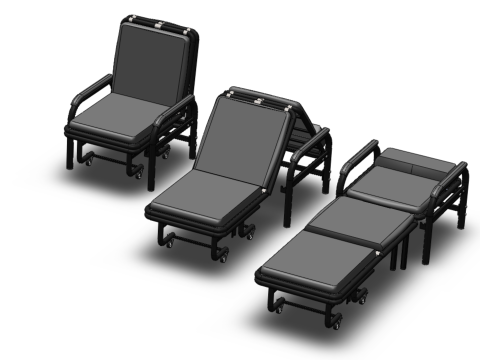 HOSPITAL ROOM ACCOMPANY CHAIR PATIENT FOLDABLE NURSING CHAIR BED 3D-Modell