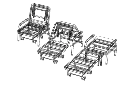 HOSPITAL ROOM ACCOMPANY CHAIR PATIENT FOLDABLE NURSING CHAIR BED 3D Model