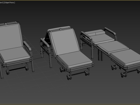 HOSPITAL ROOM ACCOMPANY CHAIR PATIENT FOLDABLE NURSING CHAIR BED 3D-Modell