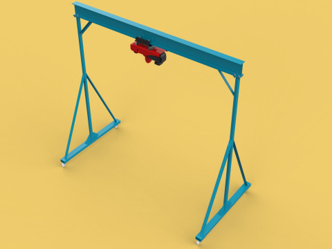 PORTABLE GANTRY CRANE MOBILE LIFTER GIRDER OVERHEAD BRIDGE HOIST Modelo 3D