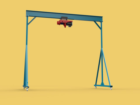 PORTABLE GANTRY CRANE MOBILE LIFTER GIRDER OVERHEAD BRIDGE HOIST Modelo 3D