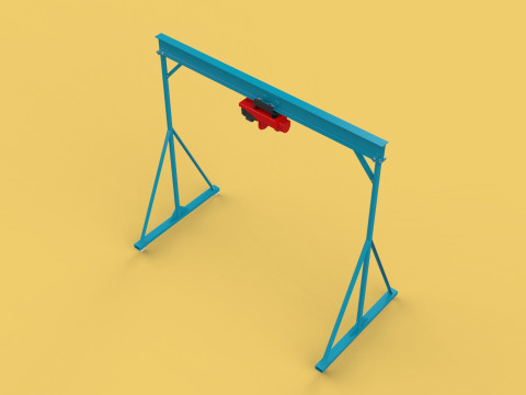 PORTABLE GANTRY CRANE MOBILE LIFTER GIRDER OVERHEAD BRIDGE HOIST Modelo 3D