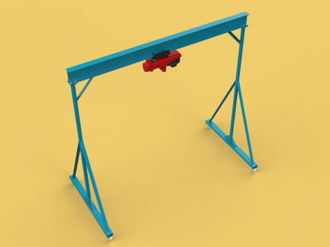PORTABLE GANTRY CRANE MOBILE LIFTER GIRDER OVERHEAD BRIDGE HOIST Modelo 3D