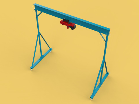 PORTABLE GANTRY CRANE MOBILE LIFTER GIRDER OVERHEAD BRIDGE HOIST Modelo 3D