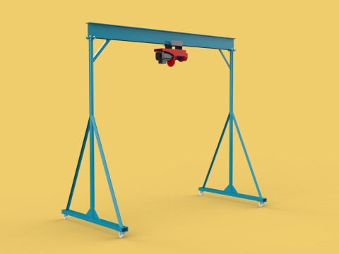 PORTABLE GANTRY CRANE MOBILE LIFTER GIRDER OVERHEAD BRIDGE HOIST Modelo 3D