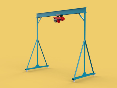 PORTABLE GANTRY CRANE MOBILE LIFTER GIRDER OVERHEAD BRIDGE HOIST Modelo 3D