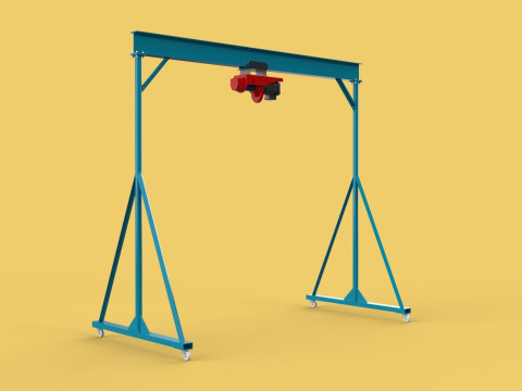 PORTABLE GANTRY CRANE MOBILE LIFTER GIRDER OVERHEAD BRIDGE HOIST Modelo 3D