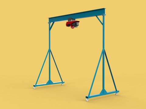 PORTABLE GANTRY CRANE MOBILE LIFTER GIRDER OVERHEAD BRIDGE HOIST Modelo 3D
