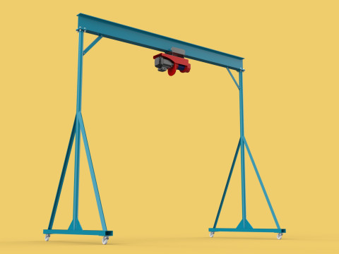 PORTABLE GANTRY CRANE MOBILE LIFTER GIRDER OVERHEAD BRIDGE HOIST Modelo 3D