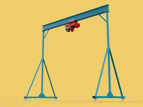 PORTABLE GANTRY CRANE MOBILE LIFTER GIRDER OVERHEAD BRIDGE HOIST Modelo 3D